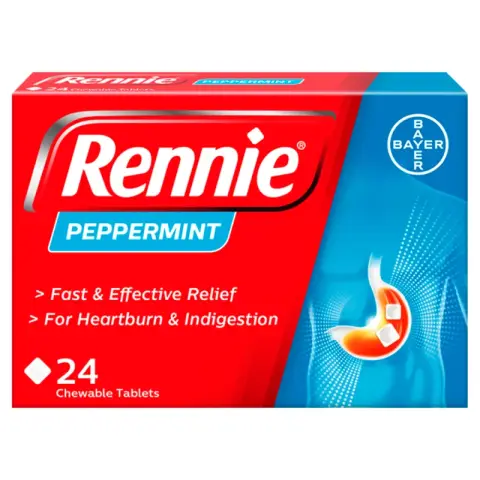 ريني 24 قرص مضغ . RENNIE PEPPERMINT 24/TAB