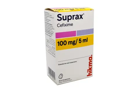 سوبراكس معلق شراب 100مجم 60مل . SUPRAX 100MG/5 ML SUSPENSION 60 ML