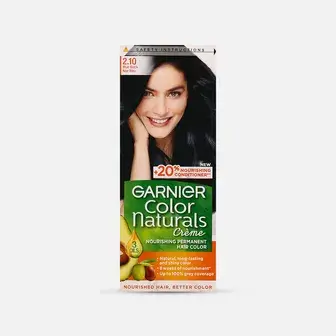 غارنيية صبغة (2.1) اسود مزرق كولور ناتشرلز كريم . GARNIER Hair Color 2.1 BLUISH BLACK NATURALS CREAM
