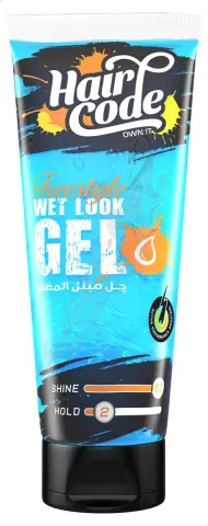 هيركود جل مظهر مبلل انبوبة ازرق 250مل . HAIR CODE FREESTYLE WET LOOK GEL 250ML(BOTTLE )