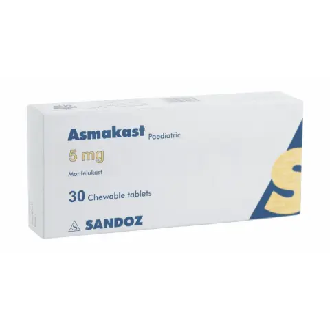 ازماكاست 5 مجم للاطفال 30 قرص . Asmakast 5 mg paediatric 30 tabs