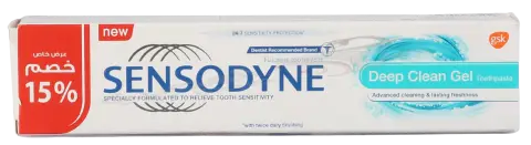 معجون اسنان سنسوداين جل عميق التنظيف 50 مل . SENSODYNE deep clean GEL 50ML TOOTHPASTE