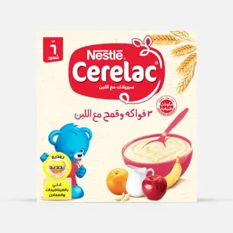 سيريلاك 3 فواكه وقمح مع اللبن 125جم . CERELAC 3 FRUITS WITH MILK 125GM