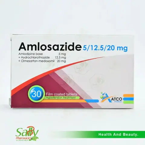 املوسازايد 5 / 12.5/20مجم 30قرص . Amlosazide 5/12.5/20 mg 30TABS