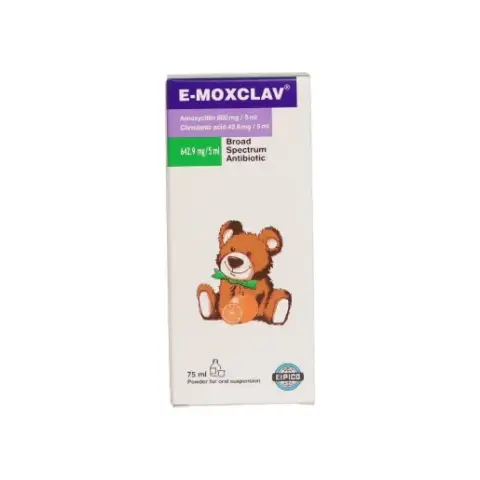 ايموكس كلاف 642.9مجم/5ملي شراب . E-Moxclav 642.9 mg/5 ml SUSP