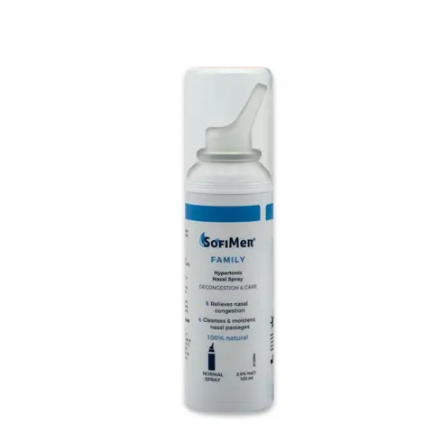 سوفيمير اسبراي للانف هايبرتونيك 2.6% 100 مل . SOFIMER FAMILY HYPERTONIC NASAL SPRAY 2.6% 100 ML