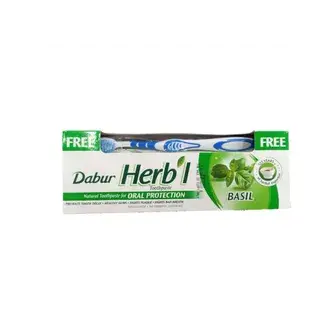 دابر هيربال معجون اسنان بالليمون140جم +فرشاه . DABUR HERBAL TOOTHPASTE LEMON 140GM +BRUSH