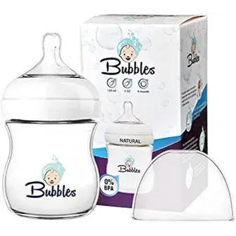 بابلز ببرونه ناتشورال150مل بدون يد بامبي . Bubbles baby bottle natural without handles 150ml baby blue