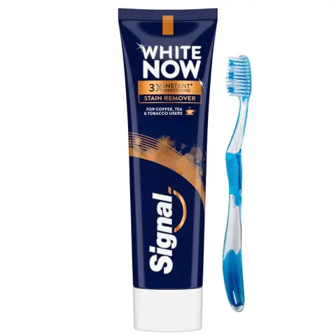 معجون اسنان سيجنال وايت ناو 75 مل +فرشه . SIGNAL WHITE NOW 75ML TOOTHPASTE+BRUSH
