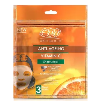 ايفا سكين كلينيك ماسك بفيتامين سى 3 شيت . Eva skin clinic vitamin C sheet mask 3 sheets