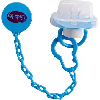 بابلز لهاية بسلسلة مشطوفة بامبي +6شهور . Bubbles orthodontic pacifier pink with chain +6M