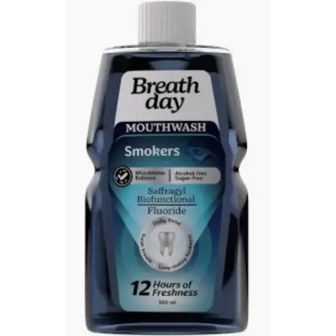 برث داي مضمضة للفم  للمدخنين 300مل . BREATH DAY MOUTHWASH SMOKERS 300ML