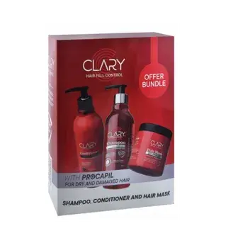 كلاري شامبو 300مل & بلسم 300 مل &هير ماسك 300جم عرض  . Clary offers (Shampoo + Conditioner + Hair Mask) 300 ML
