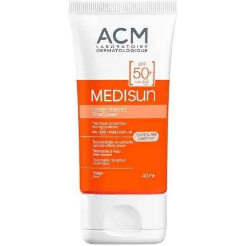 إيه سي إم ميديسن كريم واقي شمس ملون - درجة فاتحة (40 مل) .  ACM Medisun Tinted Cream SPF + - Light Tint 40( ml).