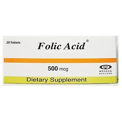 حمض فوليك 500 ميكروجرام 20قرص . FOLIC ACID 500mcg  20/TAB
