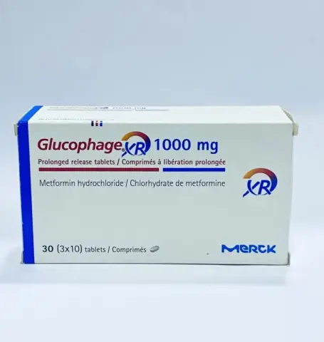 جلوكوفاج  1000 اكس ار مجم - مستورد30قرص . GLUCOPHAGE xr 1000 MG  30TAB