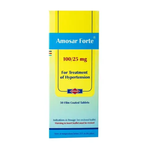 اموسار فورت 100/25مجم 30قرص . Amosar Forte 100/25mg 30tab