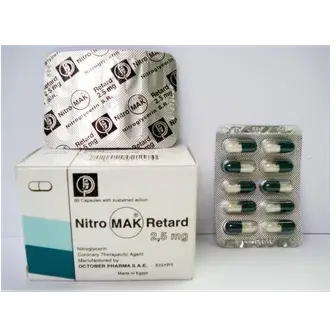 نيتروماك ريتارد 2.5 مجم 60 كبسولة . NITROMACK RETARD 2.5mg 60/CAP